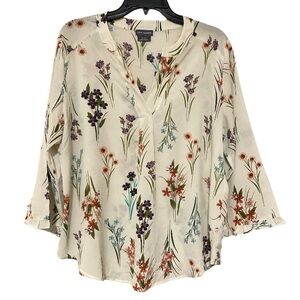 Van Heusen Floral Blouse - Cream with Multicolor Accents